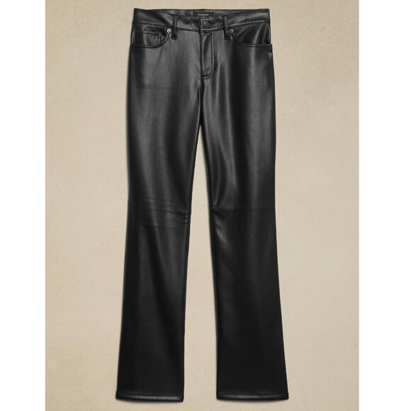 NWT Banana Republic Factory Mid-Rise Bootcut Vegan Leather Pants Black sz 29/8 - Picture 1 of 11